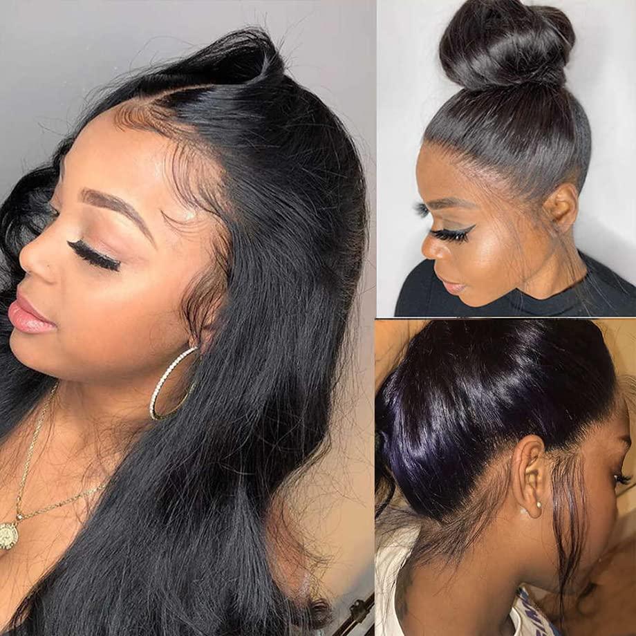 YOUNG BEAUTY YOUNG BEAUTY Full 360 Lace Front Wigs Human Hair Silky Straight 360 Lace Frontal Human Hair Wigs Pre Plucked 180% Density Transparent HD Lace Front Wigs For Black Women 22inch