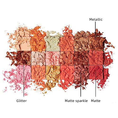 Tintark Tintark Peach Please 18 Colour Eyeshadow Palette for Beauty - Eyeshadow Cosmetics with Matte Metallic Sparkle Shimmer Pink & Highlighter Eye Makeup for Girls & Powder Eye Shadow Pallet