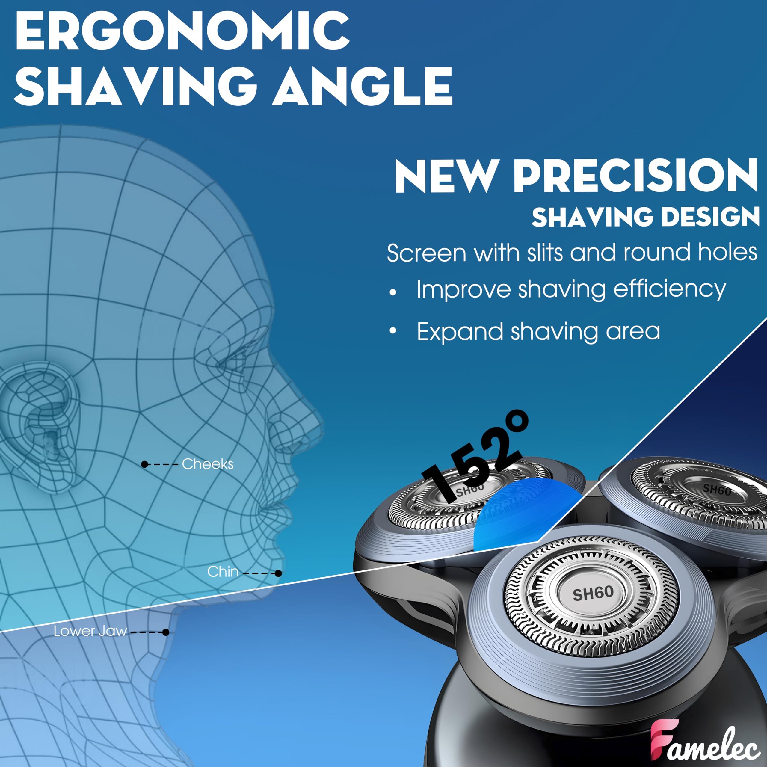 FAMELEC FAMELEC Upgraded Blades SH60/72 for Ph***ps Norelco 6000 Replacement Heads, Head Shaver Replacement Blades Compatible with Ph***ps Norelco 6000 Replacement Electric Shaving Head Razor Blades