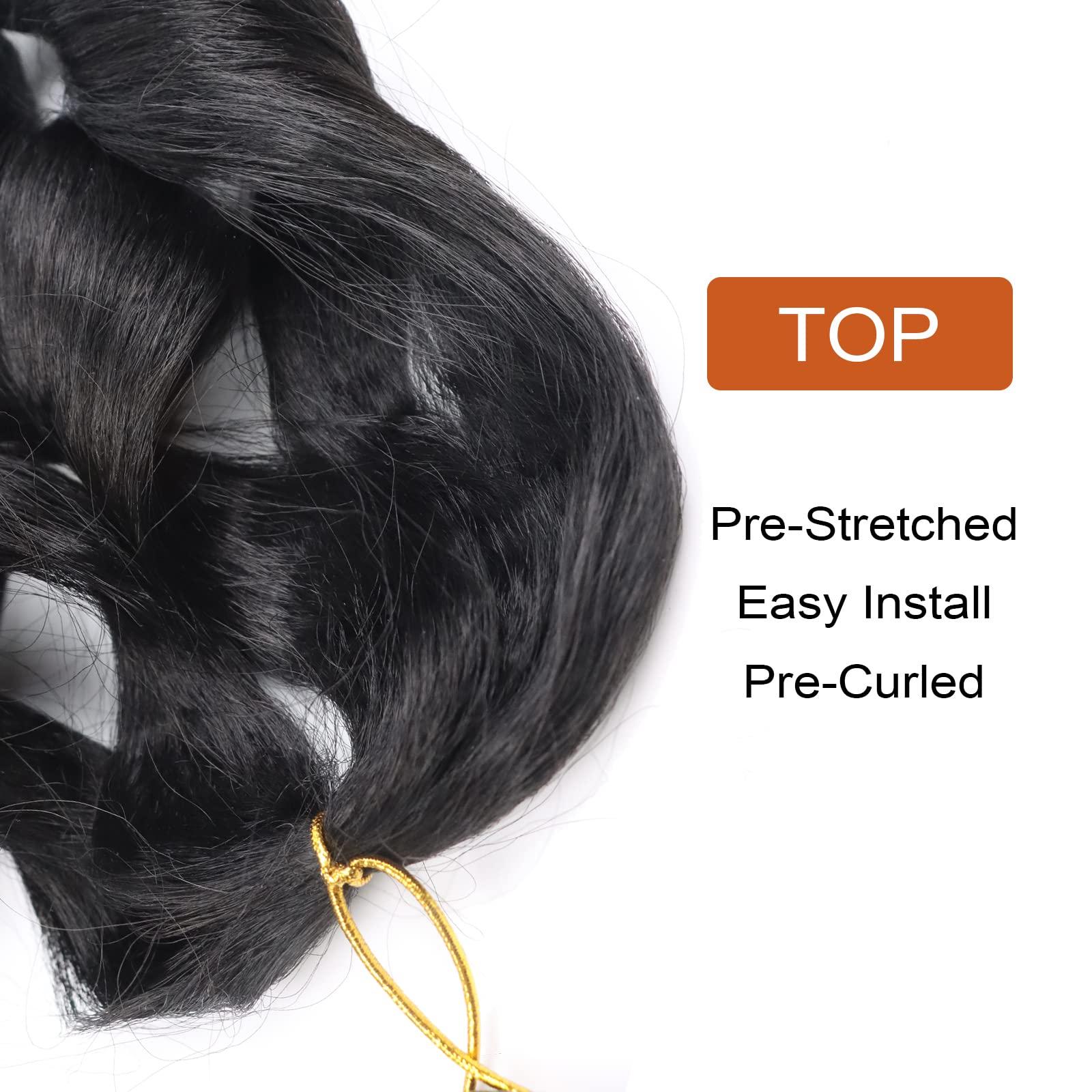 Lianzi French Curly Braiding Hair 12 Inch 8 Packs Curly Braiding Hair Pre Stretched French Curls Braiding Hair French Curl Crochet Braids Spiral Curl Braiding Hair Extensions(12 Inch/Pack of 8, 1B)