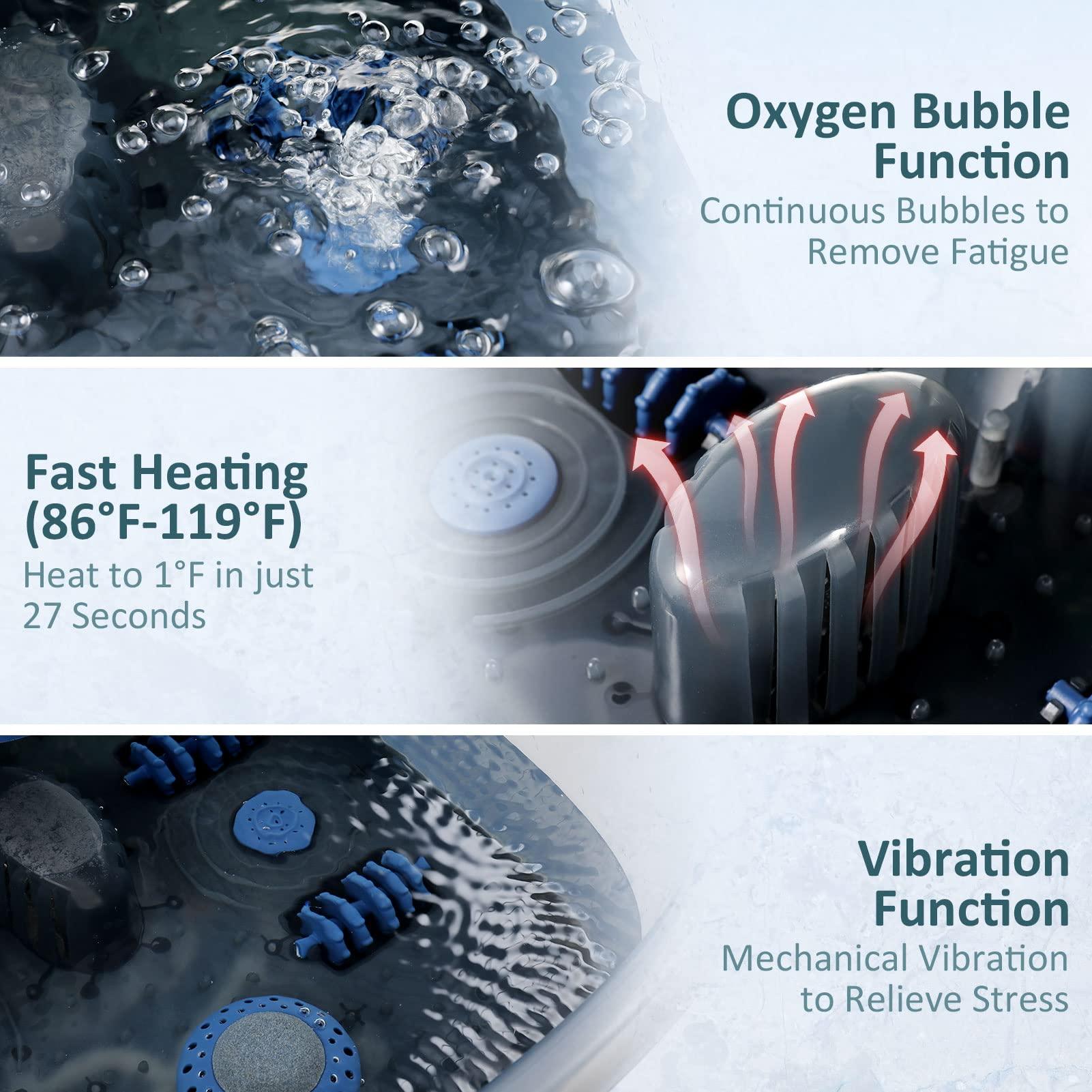 ACEVIVI Foot Spa with Heat and Massage and Jets, Heated Foot Bath Massager with 4 Massager Roller, Bubbles, Vibration, Pumice Stone Pedicure Foot Soak Tub for Home Office Use Relieve Feet Stress (Light Blue)