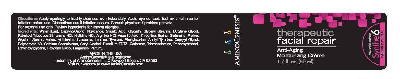 AminoGenesis AminoGenesis Therapeutic Facial Repair w/SYTHE'6 1.7 oz Anti Aging, Moisturizer, Peptide, Amino Acids, Collagen, Elastin, Wrinkle, Dark Spot, Dry, All Skin Type Cream, Skin Renewing