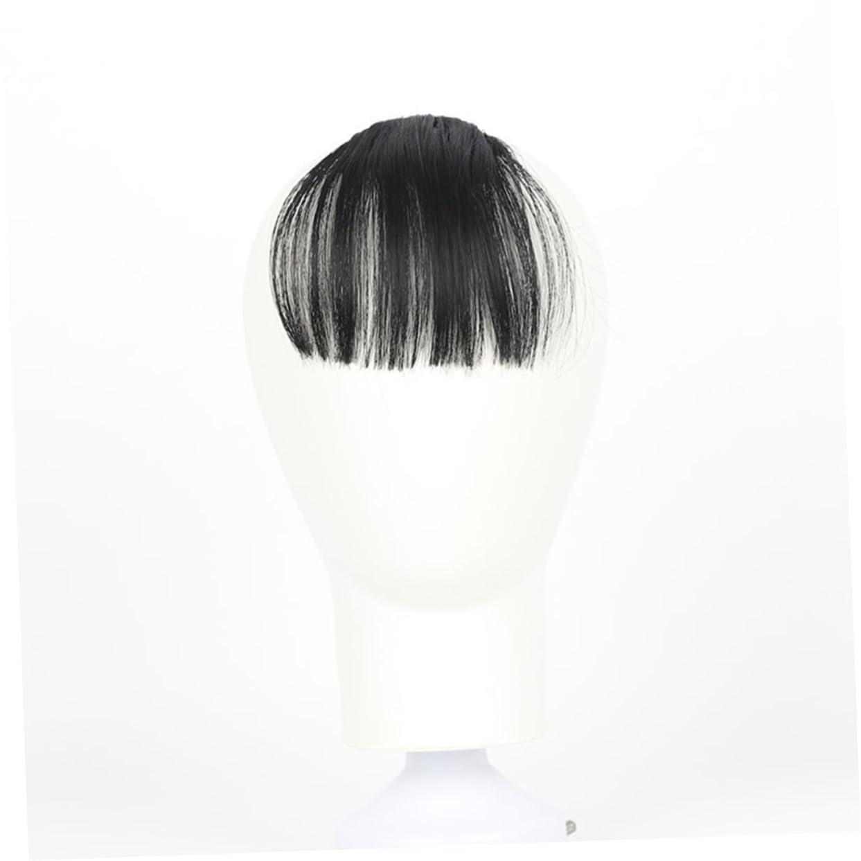 NOLITOY NOLITOY 2pcs Piece Black Wig with Bangs Fringe Bangs Hair Clip Black Barrettes Clip in Bangs Real Human Hair Fake Bangs Fake Hair Black Hair Clip Hair Clip in Extensions Neat Bangs Woman