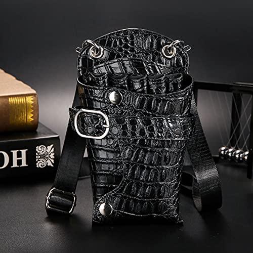 boshiho Scissors Pouch PU Leather Salon Barber Hairdressing Scissors Holster Hair Stylist Tools Bag Comb Shear Holster Waist Shoulder Belt (Black2)