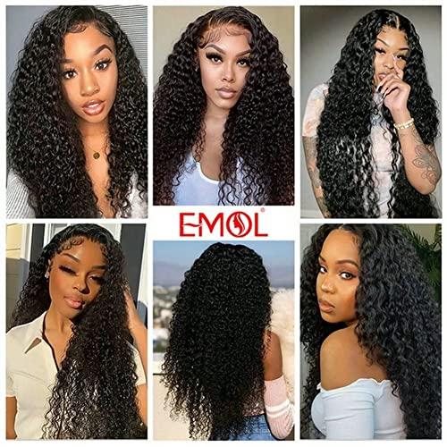 EMOL Kinky Curly Human Hair Bundles Thick Curly Weave Bundles Virgin Hair Bundles Full Head Hair Natural Black Color Hair Bundles Can Be Dyed 1 Bundle 100g 12 Inch