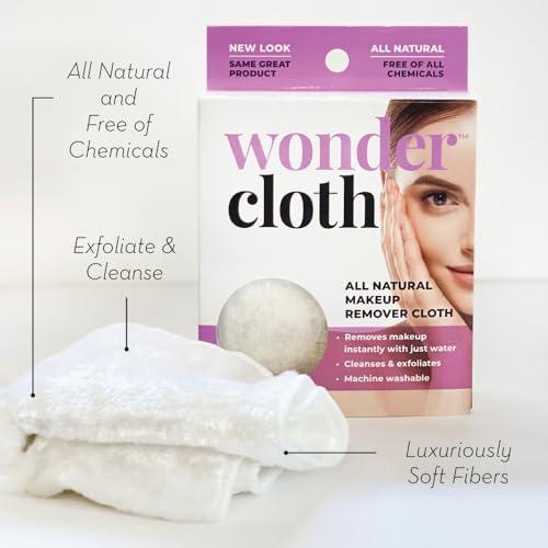 Wonder Wonder Cloth (Pack of 3) - All Natural Make-Up Remover Cloth, Removes Makeup Instantly with Just Water, Cleanses and Exfoliates, Machine Washable
