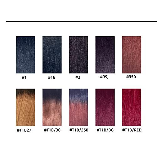 KARA HAIR FASHIONISTA 2-Pack Deal ! New Remy Yaky-Remy Blue 100% VIRGIN Human Hair Weave- Shed Free&Tangle Free (#T1B/RED 12")