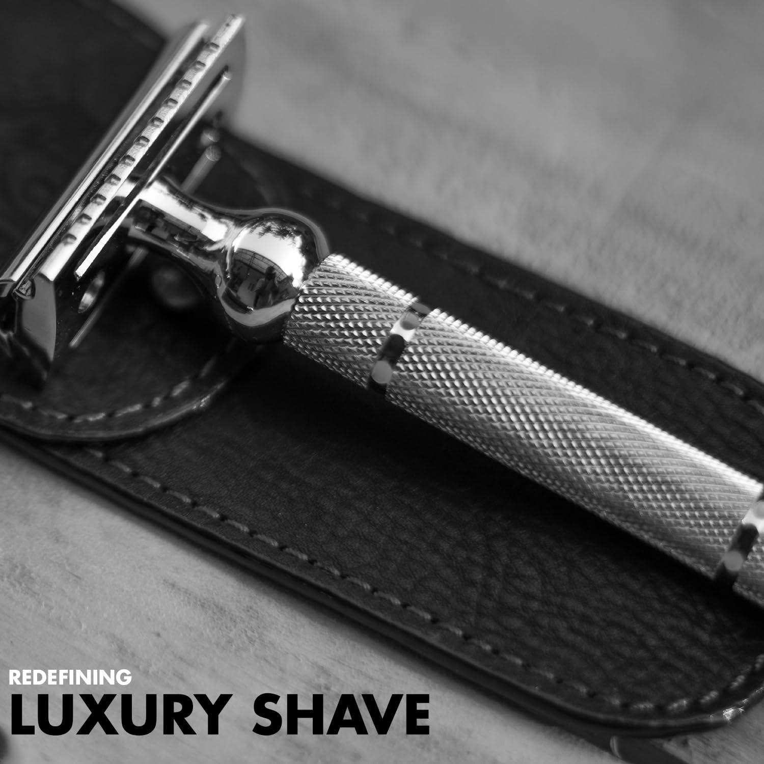 Pink Woolf Pink Woolf Classic DE Safety Razor (Chrome) CC87, Good for Beginner Shaver, Ideal Gift for Men