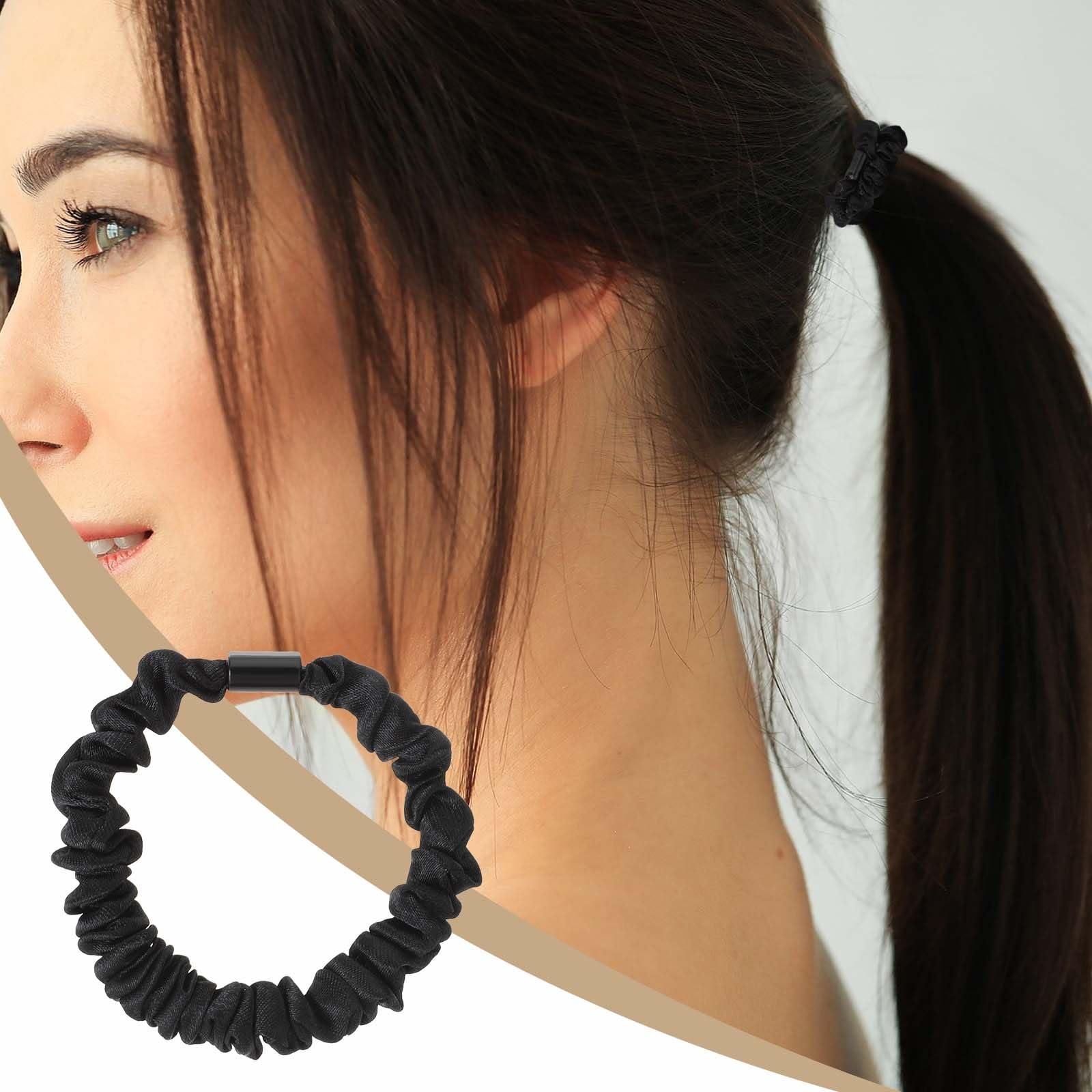 DIVINA VITAE Satin Hair Tie, 12Pcs No Slip Satin Hair Scrunchies Soft Silk hair scrunchies, Black Elastic Hair Ties No Damage Small Silk Scrunchies Cute Silk Ponytail Holders For Women Girls Thick Thin Hair
