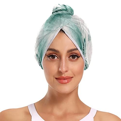 Poeticcity White Ice Dragon in White Stone Digital Painting Ripped Pattern 2 Packs Hair Towel Wrap, Absorbent Turban Bath Hair Towel Hat, Quick Drying Hair Towel with Button for Curly, Long, Thick Hair