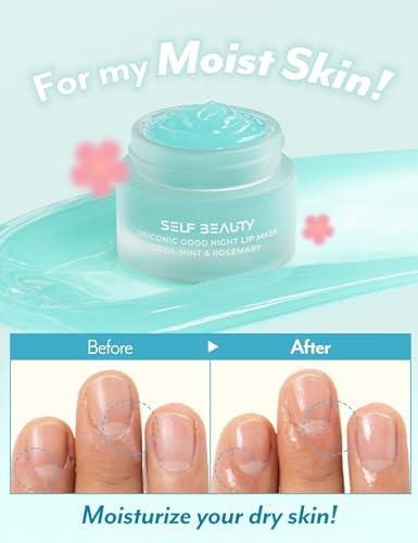 self beauty SelfBeauty Cool Mint Rosemary Lip Mask - Vegan Balm, Daily Moisturizer, Overnight Hydrating Treatment With Cool Mint, Scrub Exfoliator Intensive Repair, 0.51fl.oz