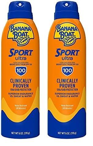 Banana Boat Banana Boat Sport Ultra SPF 100 Sunscreen Spray, 6oz - Water Resistant, High SPF, Sport Sunscreen (Pack of 2)