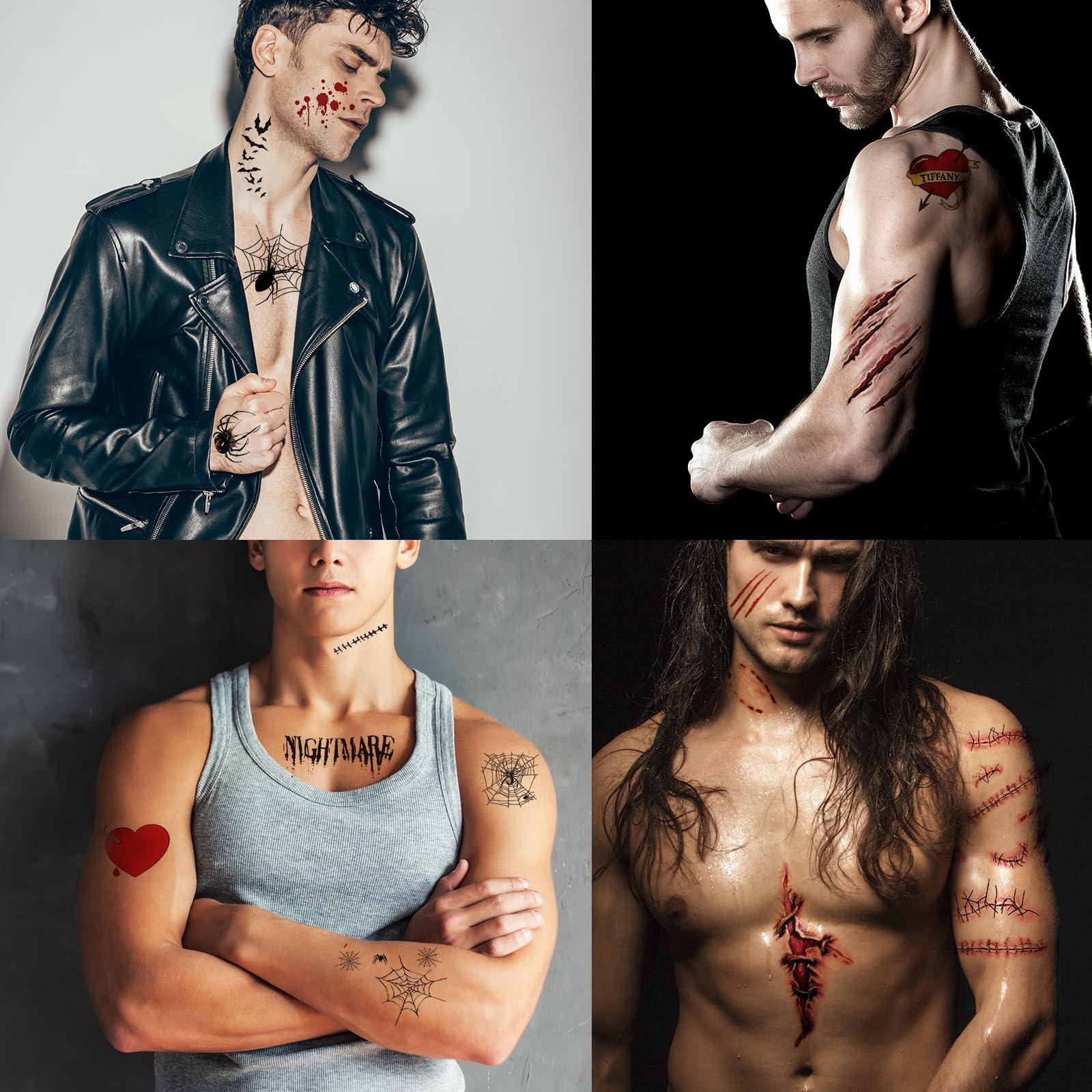 Zomme 86+ PCS Bride of Chucky Tattoos, 3 Styles Chucky Tattoos and Tiffany Tattoos, Fake Scar Spider Tattoo for Halloween, Perfect for Tiffany Costume Bride of Chucky or Halloween Temporary Tattoos Cosplay