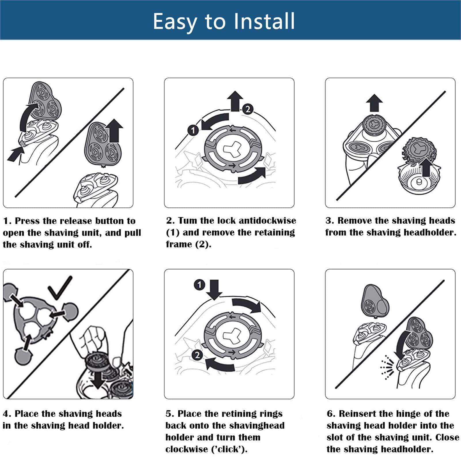 Gleway Gleway HQ9 Replacement Heads Blades Compatible with Philips Razor Electric Shaver Speed XL Series 8150XL 8160XL 8170XL HQ9070 HQ9080 8240XL 8140XL, Upgraded Shaving Heads 3Pack with Brush
