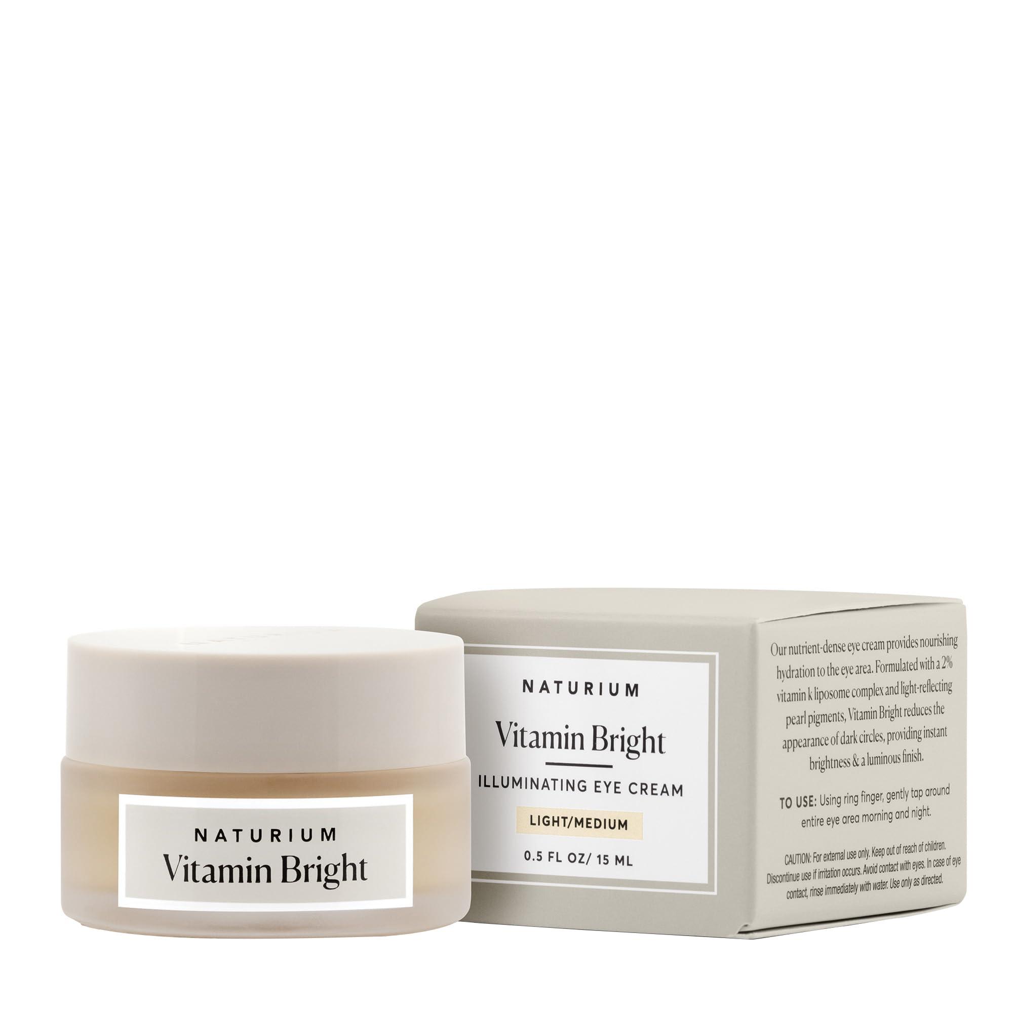 Naturium Naturium Vitamin Bright Illuminating Eye Cream, Under Eye Repair Cream for Dark Circles, with Vitamin K, Phyto-Complex, & Mineral Pigments, Light/Medium, 0.5 oz