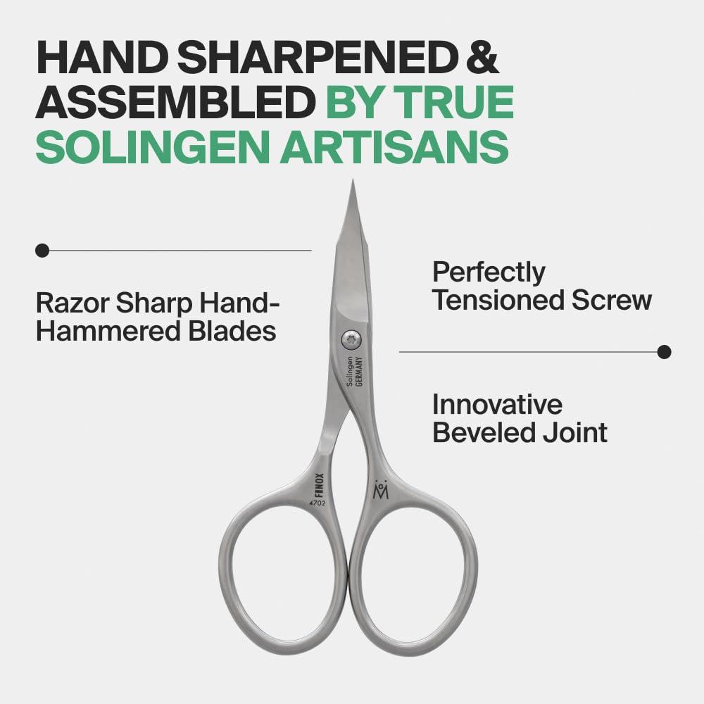 GERmanikure GERMANIKURE Nail and Cuticle Scissors - FINOX Stainless Steel Professional nail scissors for nail tips - nail scissors curved Manicure Tools in Leather Case - Ethically Made in Solingen Germany - 4702