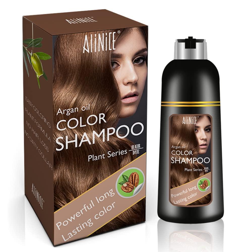 ALINICE ALINICE Gray Hair Shampoo - Enriched Dye Formula with Natural Ingredients - Long Lasting & DIY 500ml (dark brown)