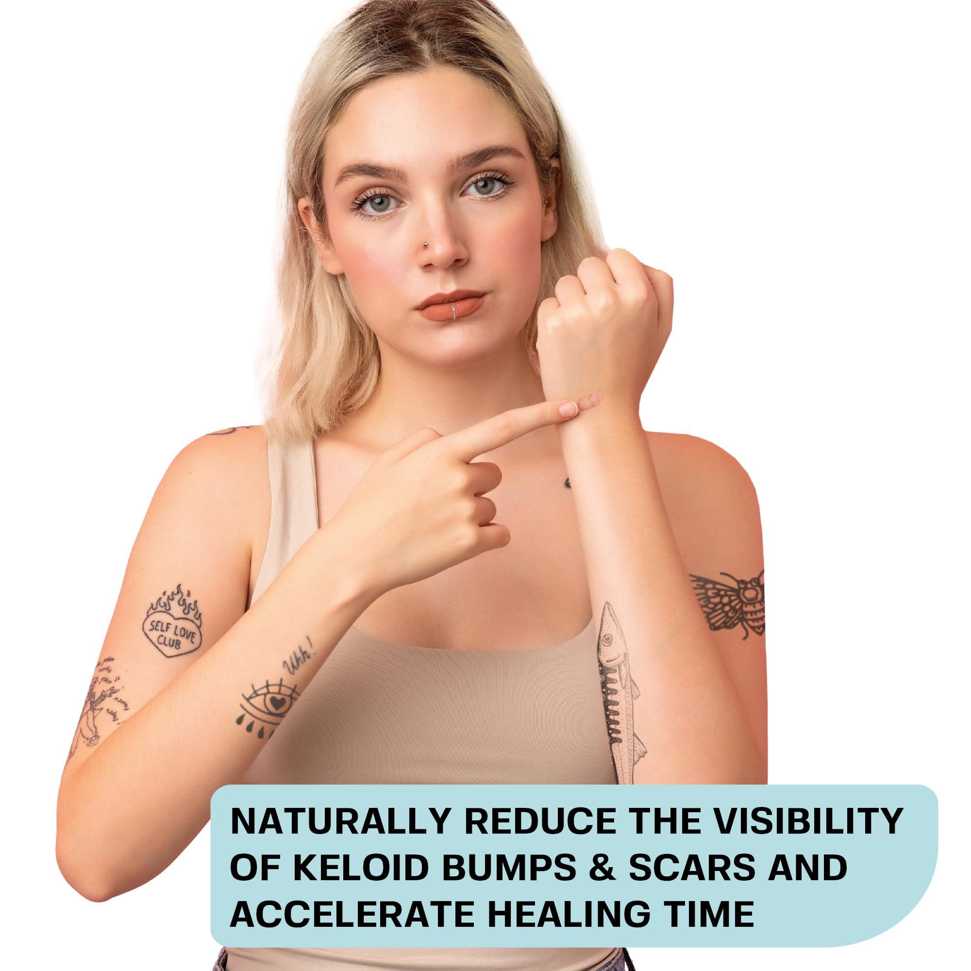 BASE LABORATORIES BASE LABORATORIES Keloid Bump Removal Gel | Natural Piercing Bump Treatment & Keloid Scar Gel | Keloid Scar Removal for all Scars, Keloids & Piercing Bumps | Soothing Piercing Aftercare Gel | 2 oz