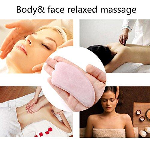 fengshuisale Feng Shui Gua Sha Scraping Massage Tool, Natural Rose Quartz/Green Aventurine Wing-shape Guasha Board Traditional Scraper Tool W3415 (pink)