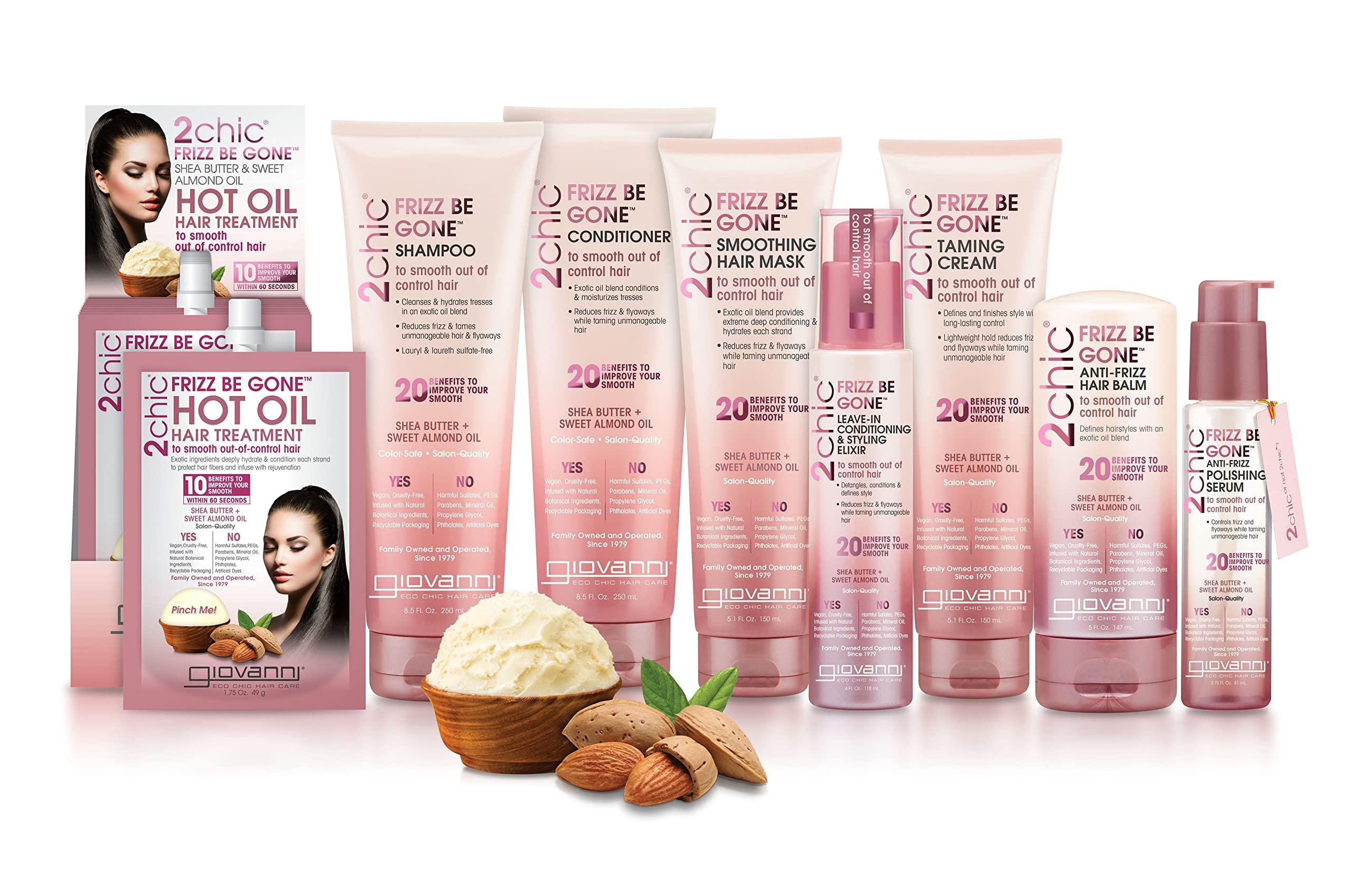 GIOVANNI GIOVANNI 2chic Frizz Be Gone Conditioner - Anti Frizz Natural Hair Smoothing Formula with Shea Butter & Sweet Almond Oil, Macadamia, Color Safe, Vegan - 8.5 oz.