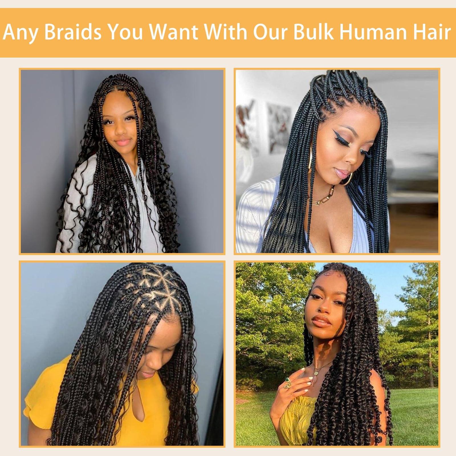 KISS HAIR Human Braiding Hair 1 Bundles/Pack 100g 18 Inch Deep Wave Curly Bulk 100% Human Hair for Braiding No Weft 10A Brazilian Virgin Human Hair Extensions for Boho Braids Natural Black Wet and Wavy