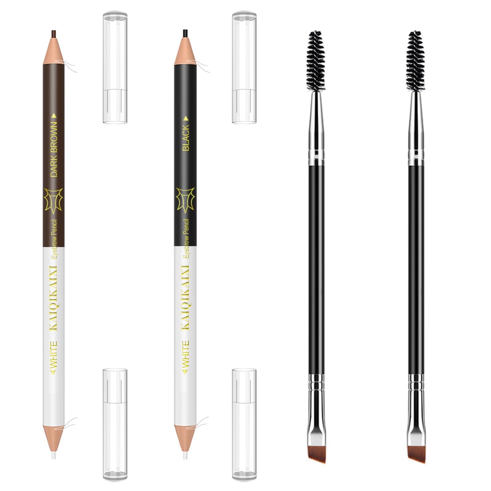 KAIQIKAIXI Eyebrow Pencil, Waterproof Professional Makeup Micro Brow Pencil,Eyebrow Pencil Case With Double Head And Eyebrow Brush Ultra Fine Hard Pen Refill
