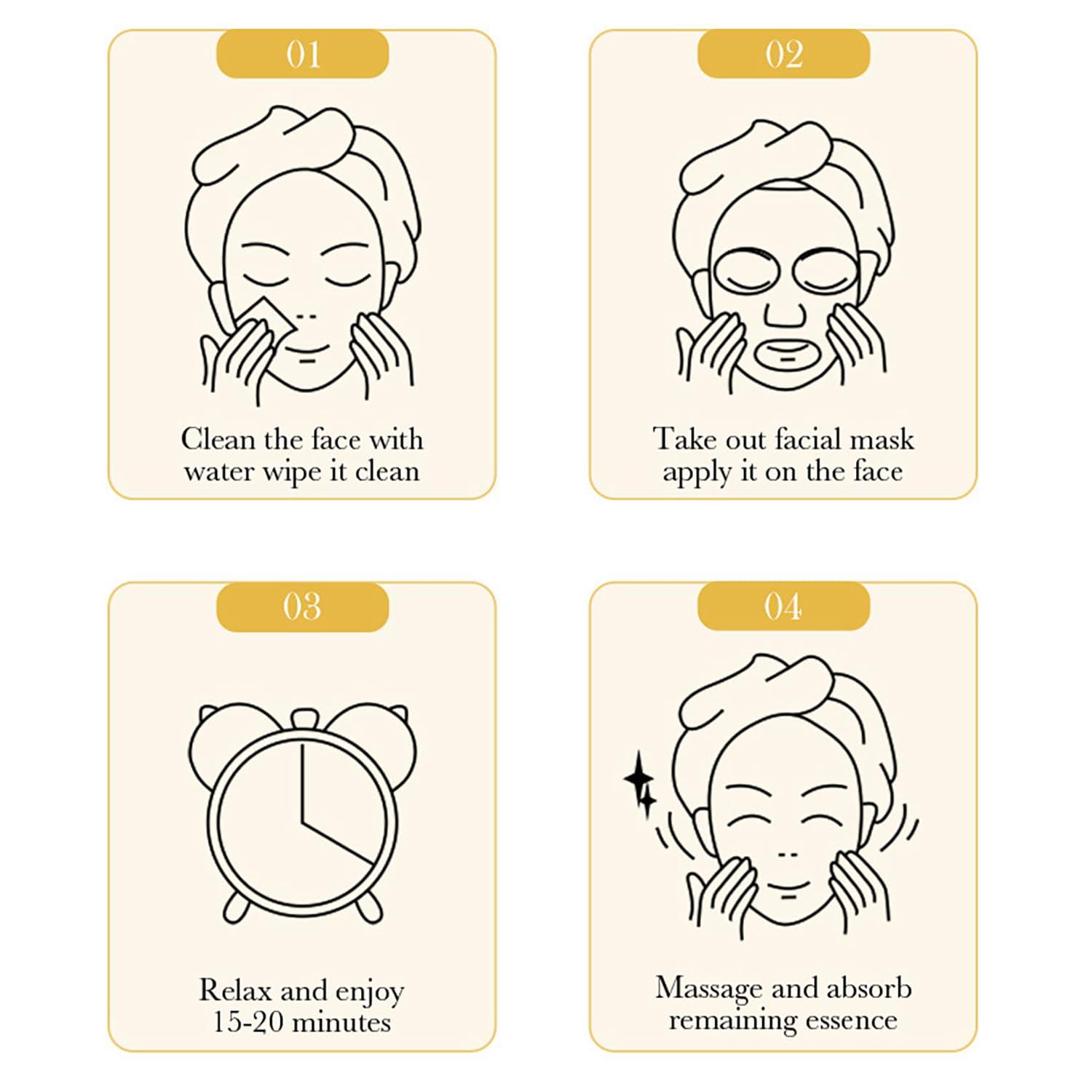 BIOAQUA BIOAQUA Facial Mask Firming Deeply Nourish Moisturizing 98% Natural Extract Hydrating Face Mask 5PCS Set (One Of Each (5PCS))