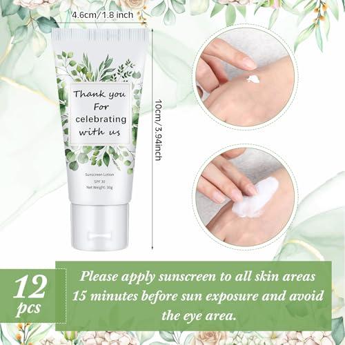 Dansib Dansib 12 Pcs Mini Sunscreen Bulk for Summer SPF 30 Water Resistant Sunscreen Lotion Bulk for Thank You Gifts Wedding Bridal Shower Favors Travel for Wedding Party (Eucalyptus)