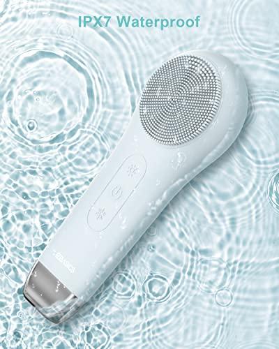 EZBASICS EZBASICS Facial Cleansing Brush face Scrubber Waterproof Face Scrub Brush for Men & Women Rechargeable Face Brushes for Facial Electric Silicone Face Scrubber Cleanser Brush 1 Pack+3 Modes Light Grey