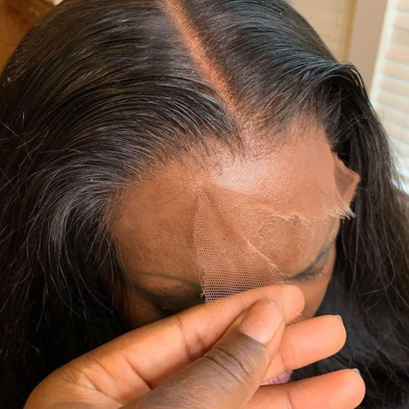 BEEOS BEEOS HD Lace Closure Wig 180% Desnity 5x5 SKINLIKE Real HD Lace Human Hair Body Wave Wig Pre-plucked Vivid Clean Hairline Bleached Knots Natural Color 30 Inch