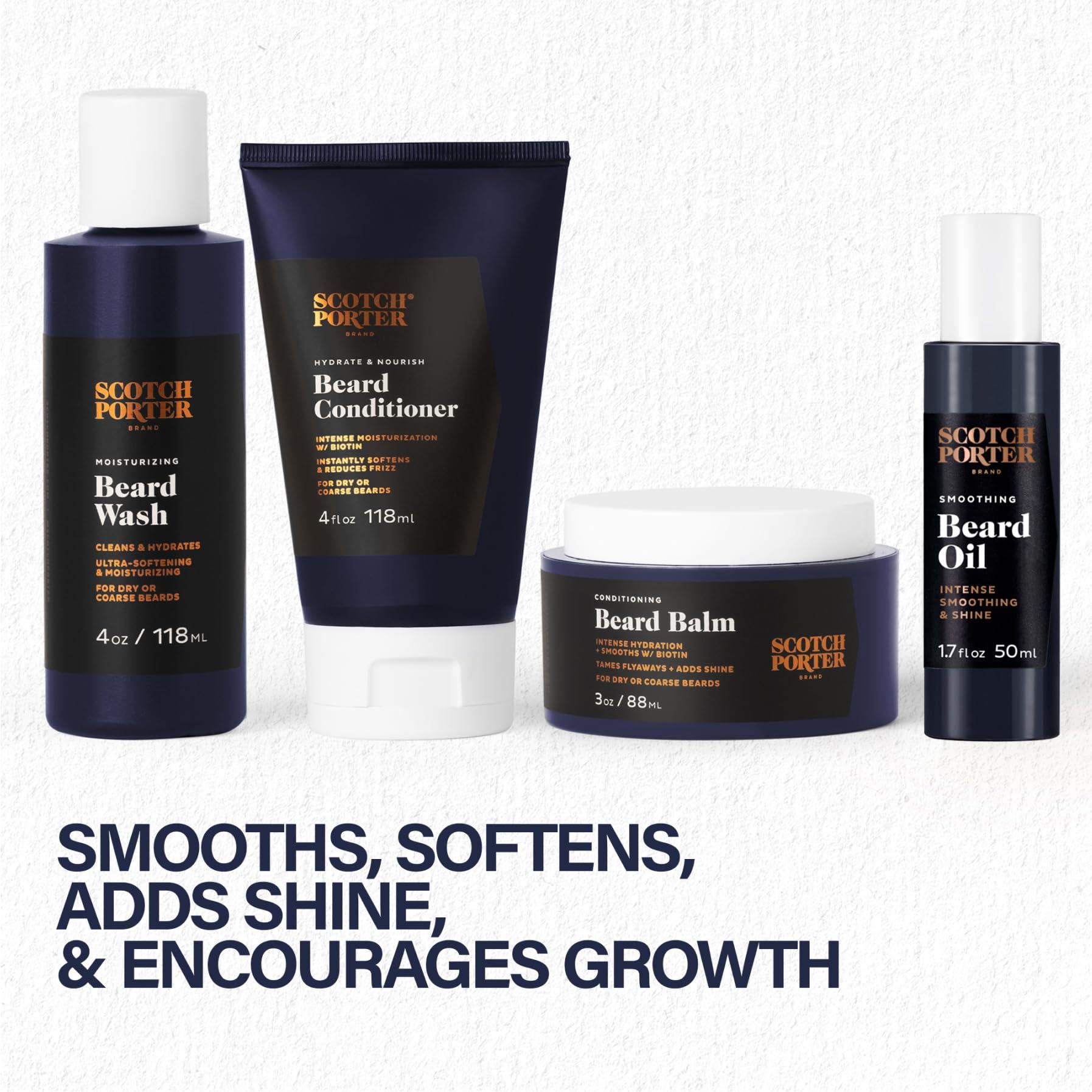 Scotch Porter Scotch Porter Beard Care Kit Cleanse, Moisturize, Soothe & Style Coarse, Dry Hair while Encouraging Growth for a Fuller/Healthier-Looking Beard Includes Wash, Conditioner, Serum, Balm & Brush