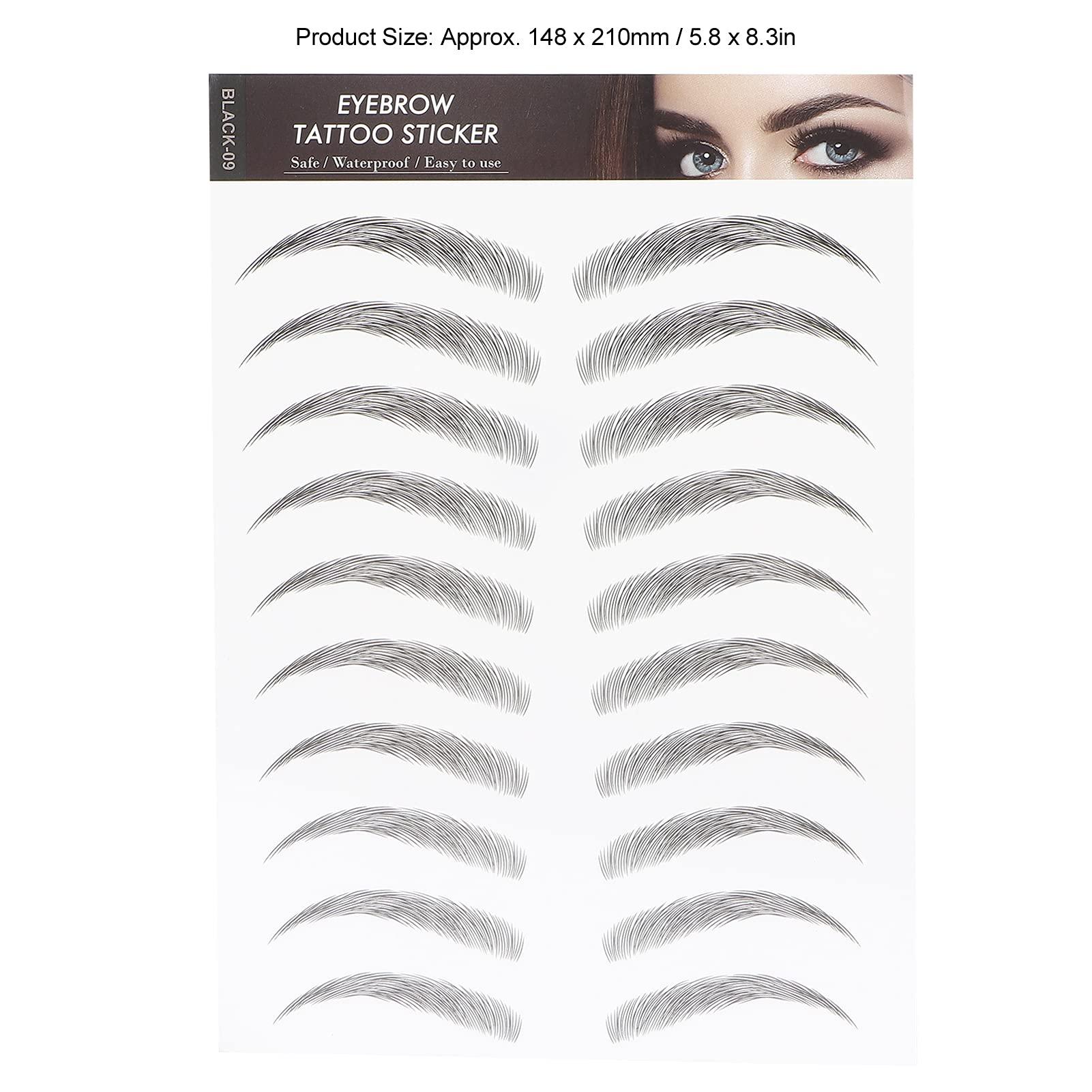Brrnoo Eyebrow Sticker, Hair-Like Authentic Eyebrows, Long Lasting False Eyebrows Makeup Sticker for Women Girls(BLACK-09)