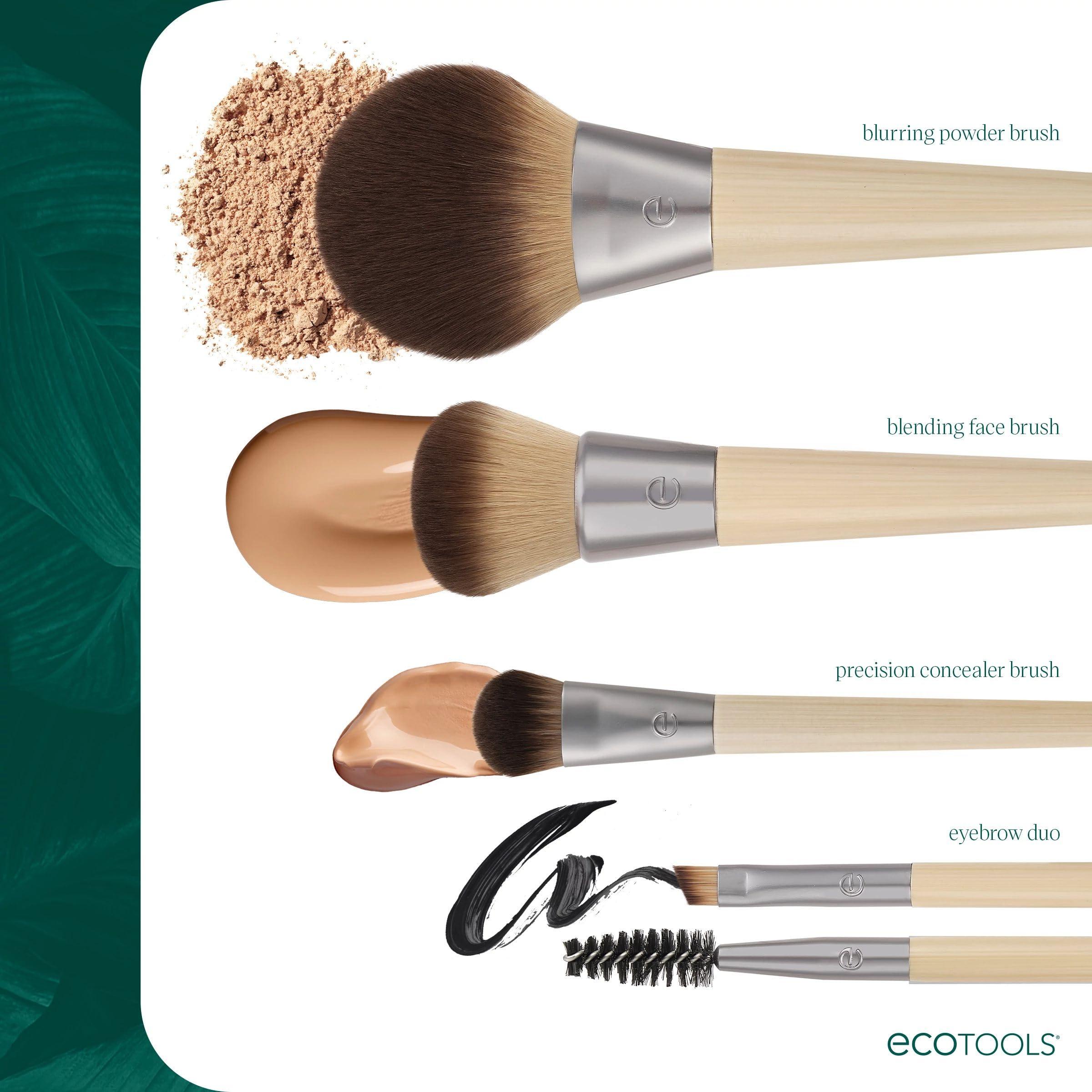 EcoTools EcoTools Eyebrow Brush Duo, Tame, Sculpt & Fill in Brows, Multipurpose For Eyebrow Gel, Powder, & Cream, Dual-Ended Spoolie & Angled Brow Brush, Eco Friendly, Cruelty-Free, & Vegan, 1 Count