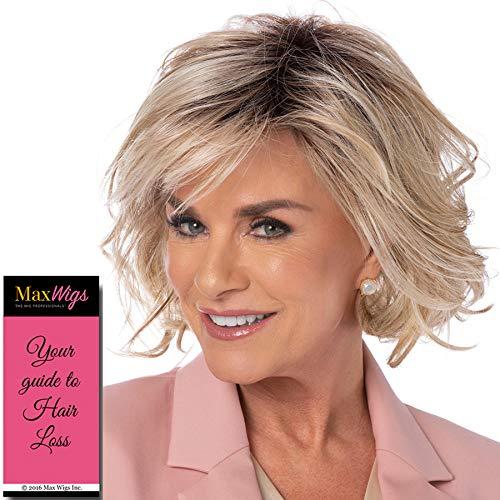 Toni Brattin & Maxwigs Enticing Avg Cap Wig Color Red Blonde - Tony Brattin\'s 8\" Mid Length Shabby Chic Flipped Layers Side-Swept Bangs Changelite Heat Friendly Synthetic Peluca de Capas Invertidas Hairloss Booklet