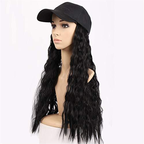 Atgdd.S Long Synthetic Baseball Cap Wig Natural Black/Brown Wave Wigs Naturally Synthetic Hat Wig Adjustable For Girl Party YFZ1-2I33 22inches