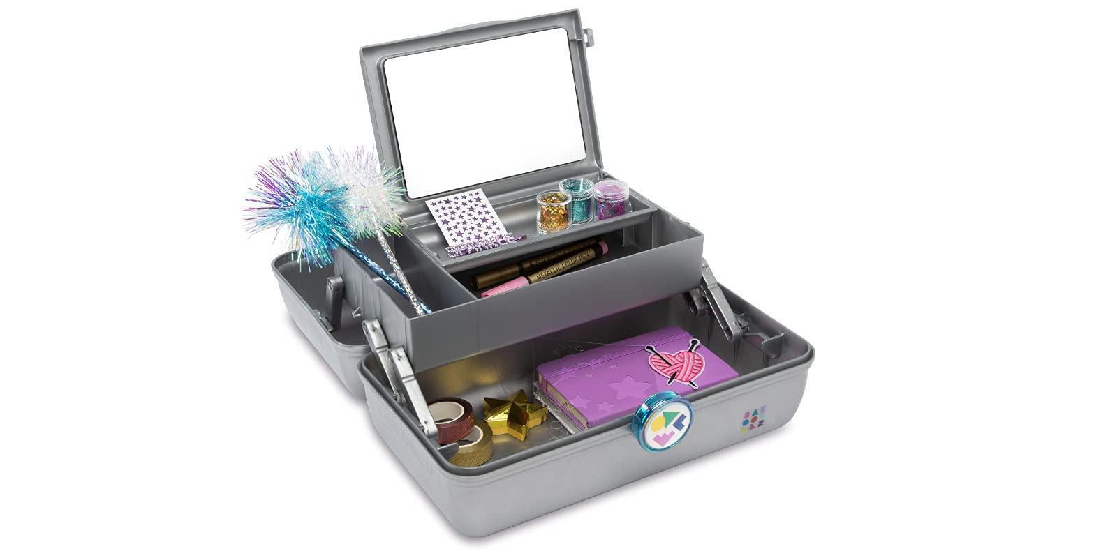 Caboodles Caboodles On-The-Go Girl Makeup Box, Grey - Doodle Edition, Hard Plastic Makeup Organizer Box, Built-In Mirror, Secure Latch for Safe Travel, Spacious Storage for Large Items