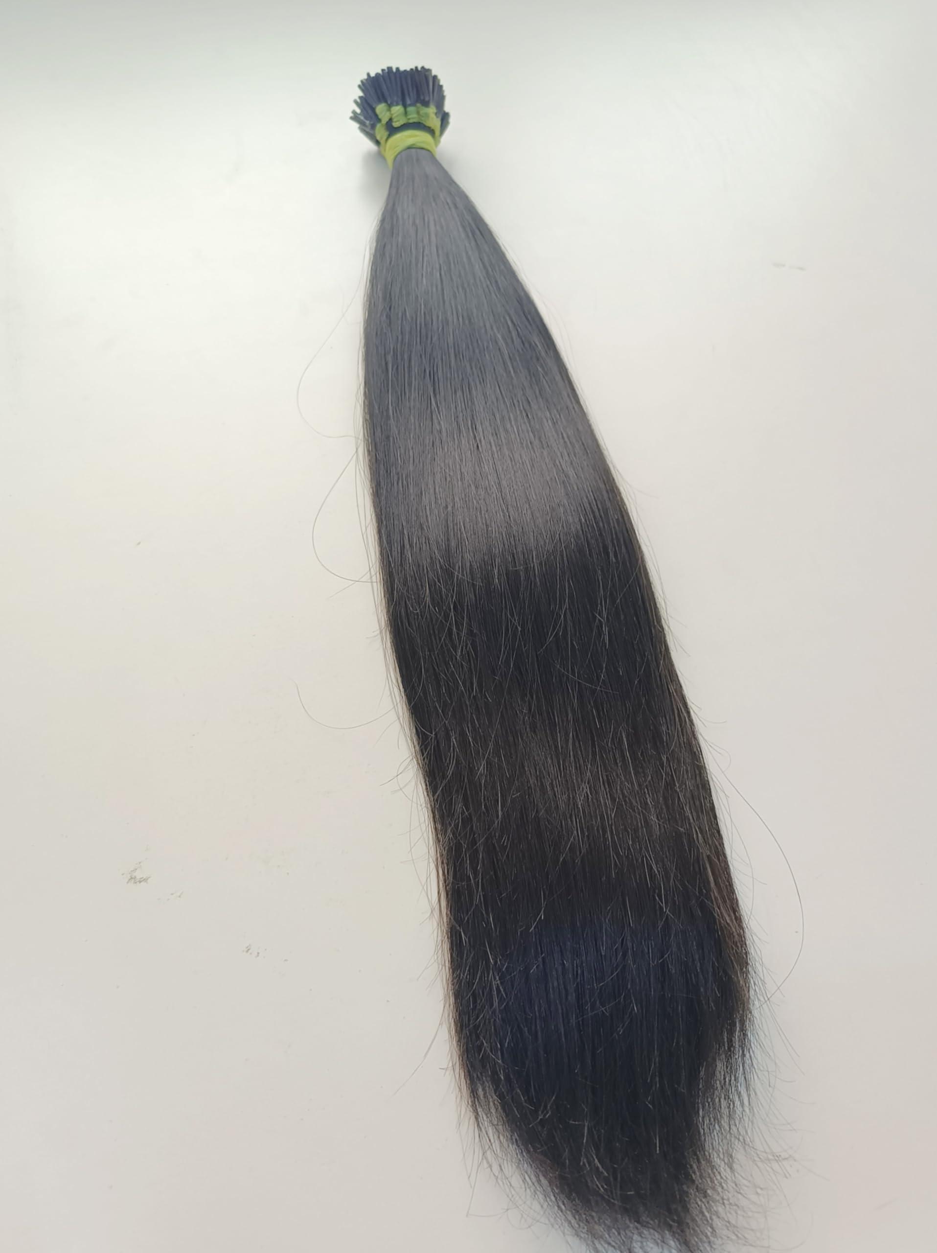 Generic Hat Hair Beauty Supply 100% Raw Indian Human Hair Extensions, I-Tip, V-Tip, U-Tip, Flat-Tip, 100 Grams, Natural Black (100 Strands, 100 Grams) Straight (30 Inches)