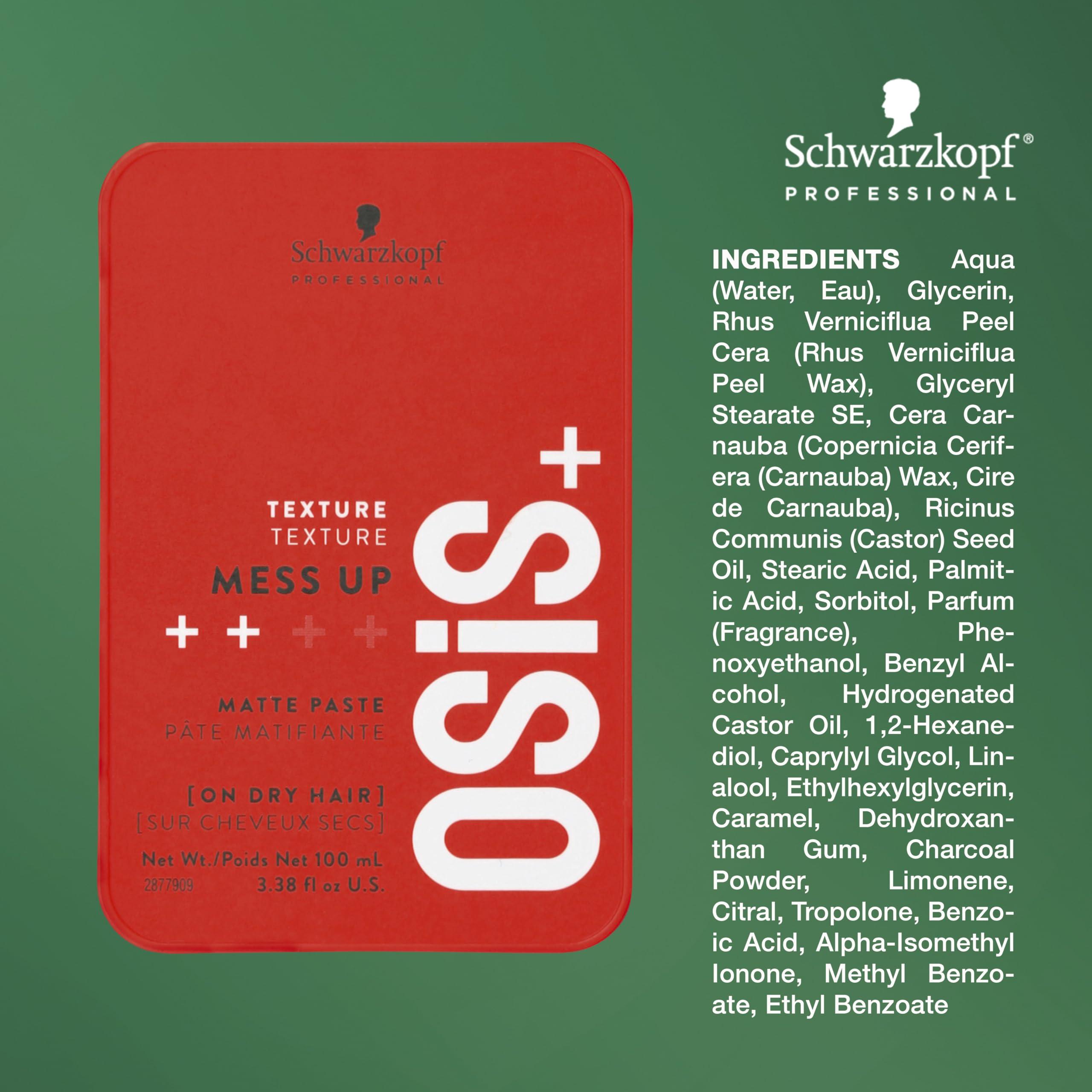 OSiS+ OSiS+ Mess Up  Matte Paste for long-lasting Medium Control, 3.38 oz  Pliable, Moldable Styling Paste with Carnauba Wax and Beeswax - Flexible Styling and Messy Hair Looks