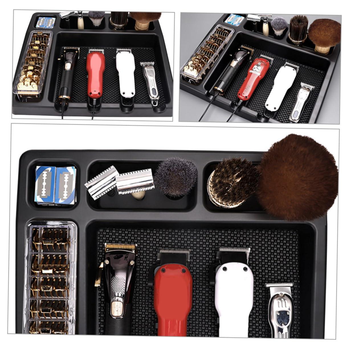 FOYTOKI FOYTOKI Hair Clipper Storage Rack Barber Liners Hair Tool Organizer Shaver Salon Clippers Organizer Tray Trimmers Razor Cavitation Machine Clippers for Men Foil Black Abs