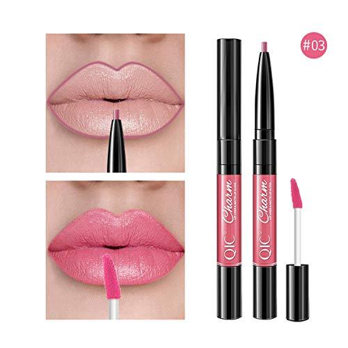 Mllkcao Mllkcao Lip Gloss Double Lip Enamel Pencil Lip Line Pen Non Stick Cup Matte Lipstick, 3ml