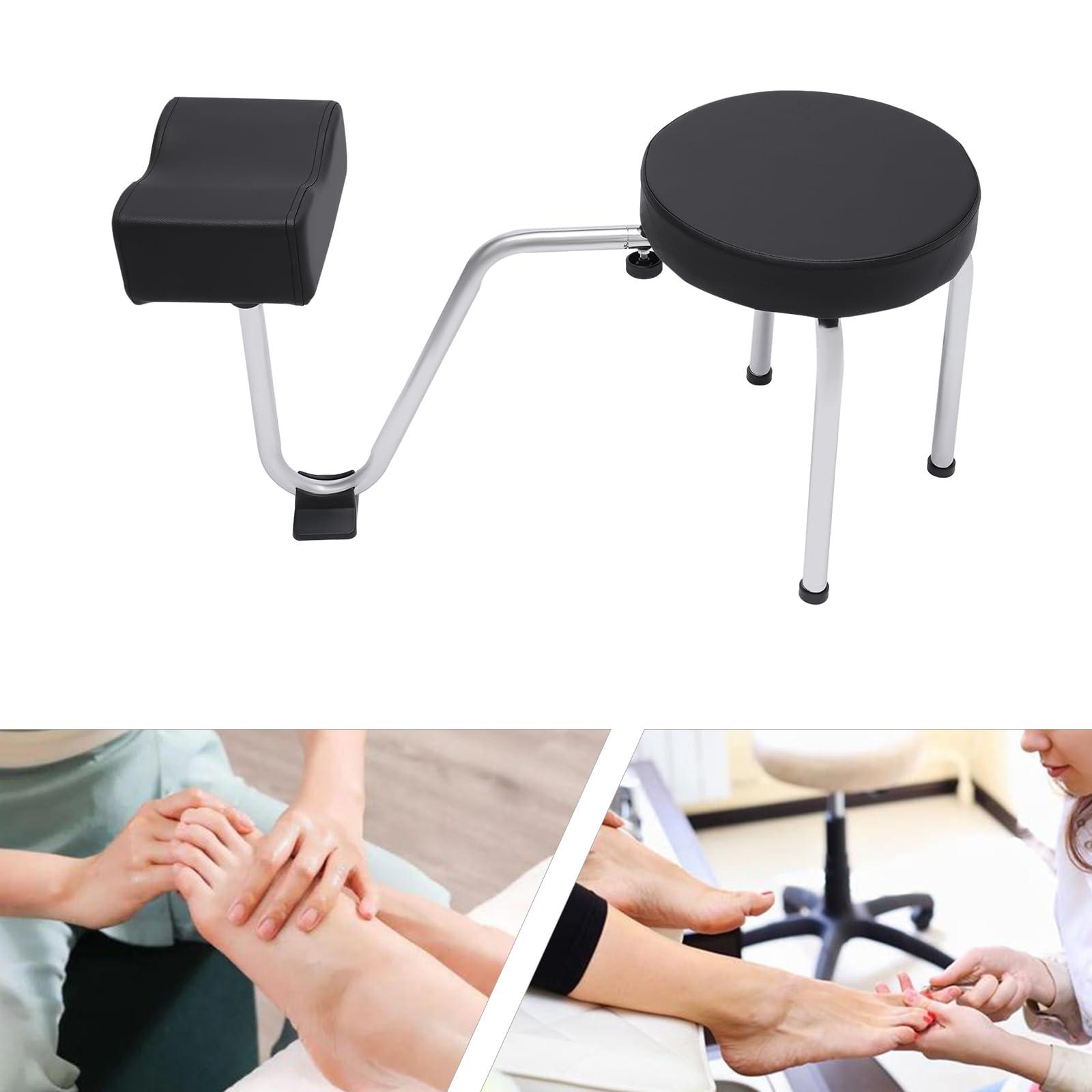 ACNAO ACNAO Pedicure Stool with Footrest,Modern Style Height and Length Adjustable Leg Rest PVC Pad Pedicure Foot Rest Stand Nail Station for Spa Beauty Salon Studio Equipment Supplies,Black