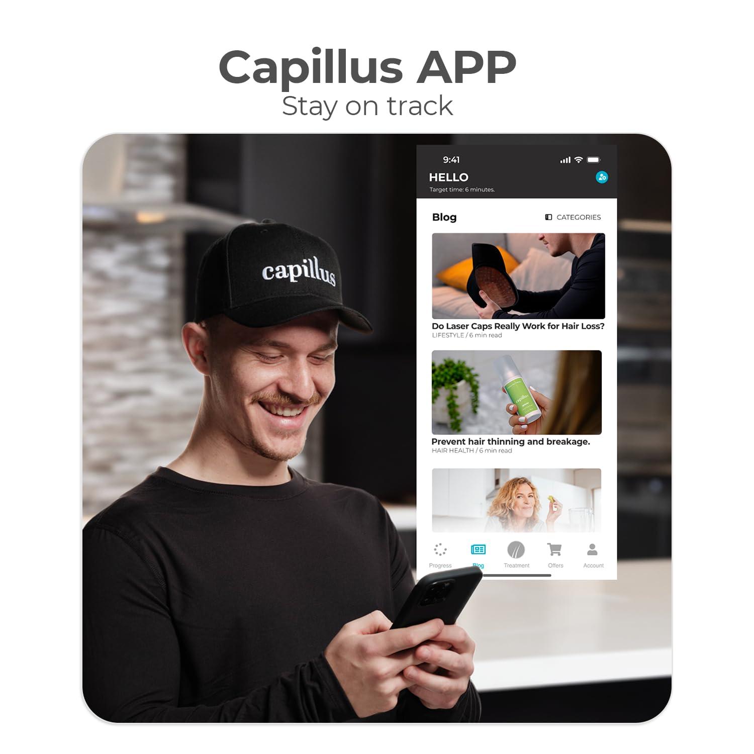 Capillus Capillus Plus S1 Mobile Laser Therapy Cap for Hair Regrowth, with 214 Red Light Lasers for Laser Hair Growth, Red Light Hair Growth Hat