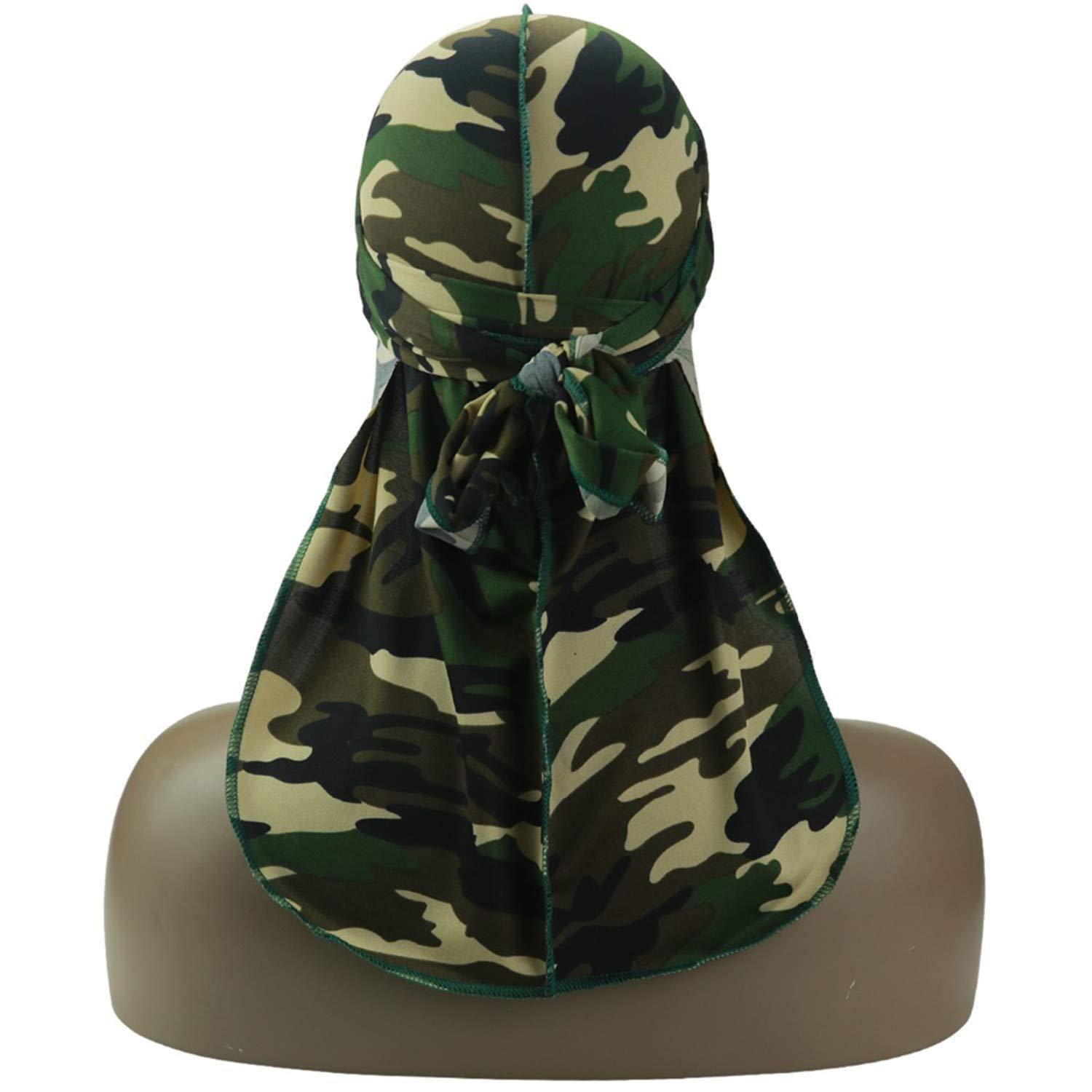 Leo Lamb unisex durag New Silky Camo Durag 360 540 720 Waves Extra Long Tail and Wide Straps for Men Stitching Outside Light green