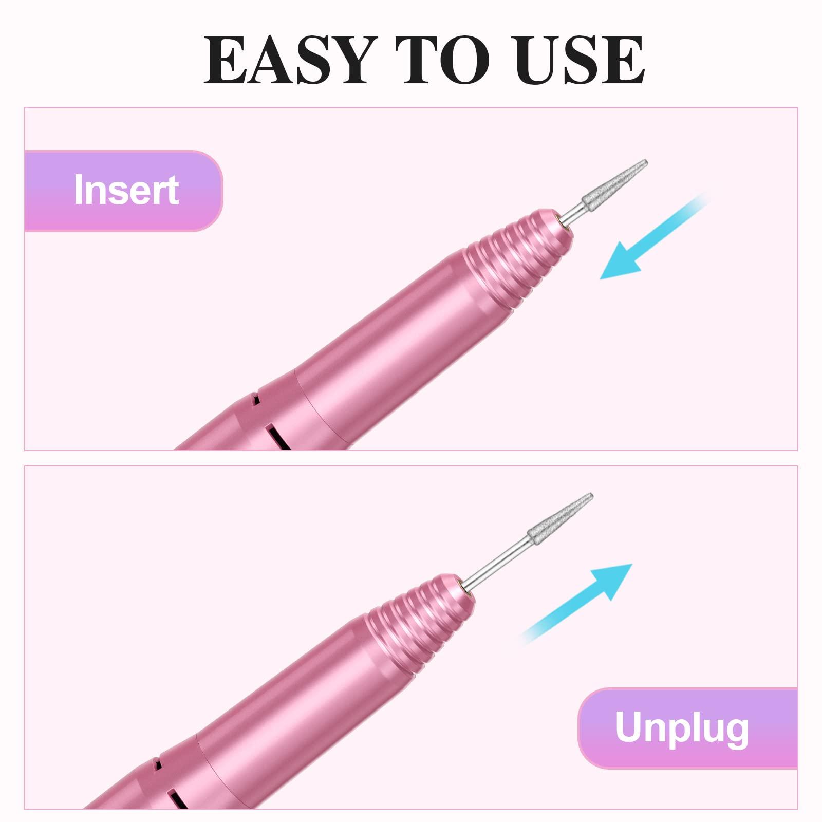 Hoinvo Nail Drill Handpiece Replacement for Professional Nail Drill Machine, 20000 RPM Handpeice Replacement Parts for SUBAY, ALLES, HOINVO and JIASHENG, Pink