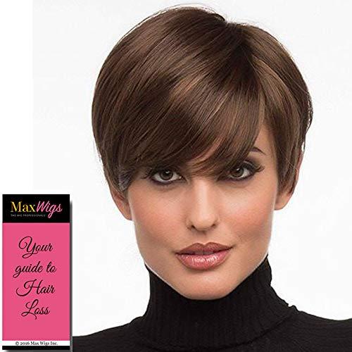 Envy Wigs Kris Wig Color FROSTED - Envy Wigs 4\" Short Chic Flirty Retro Pixie Synthetic Monofilament Part Long Side Swept Bangs Natural Hair Peluca Bundle MaxWigs Hairloss Booklet