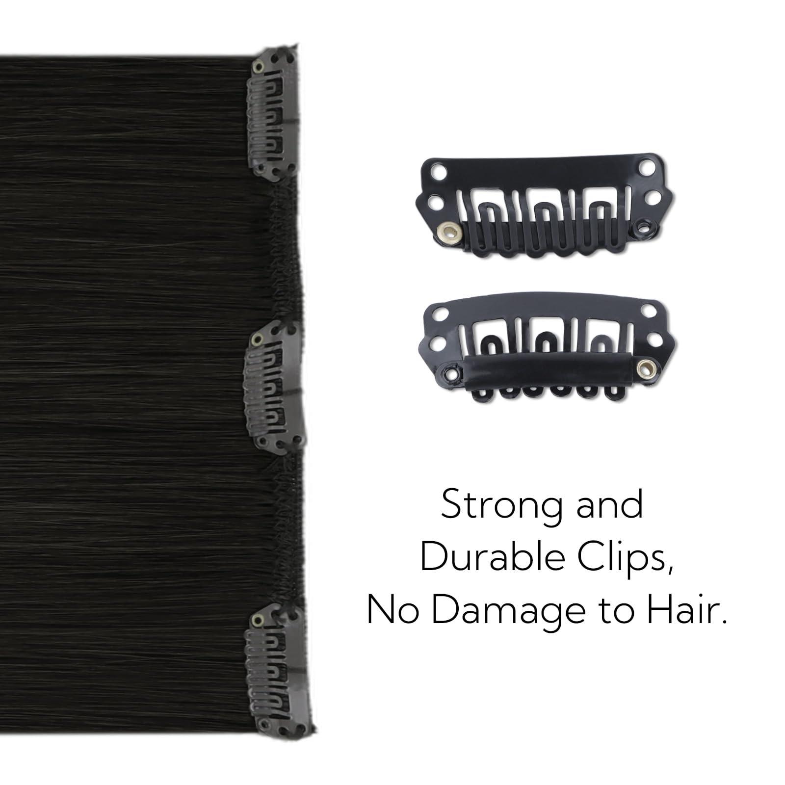 hotbanana HOTBANANA Clip in Hair Extensions, 18 inch 80g 5pcs Natural Black Clip in Hair Extensions Real Human Hair Remy Hair Stright Clip in Hair Extensions