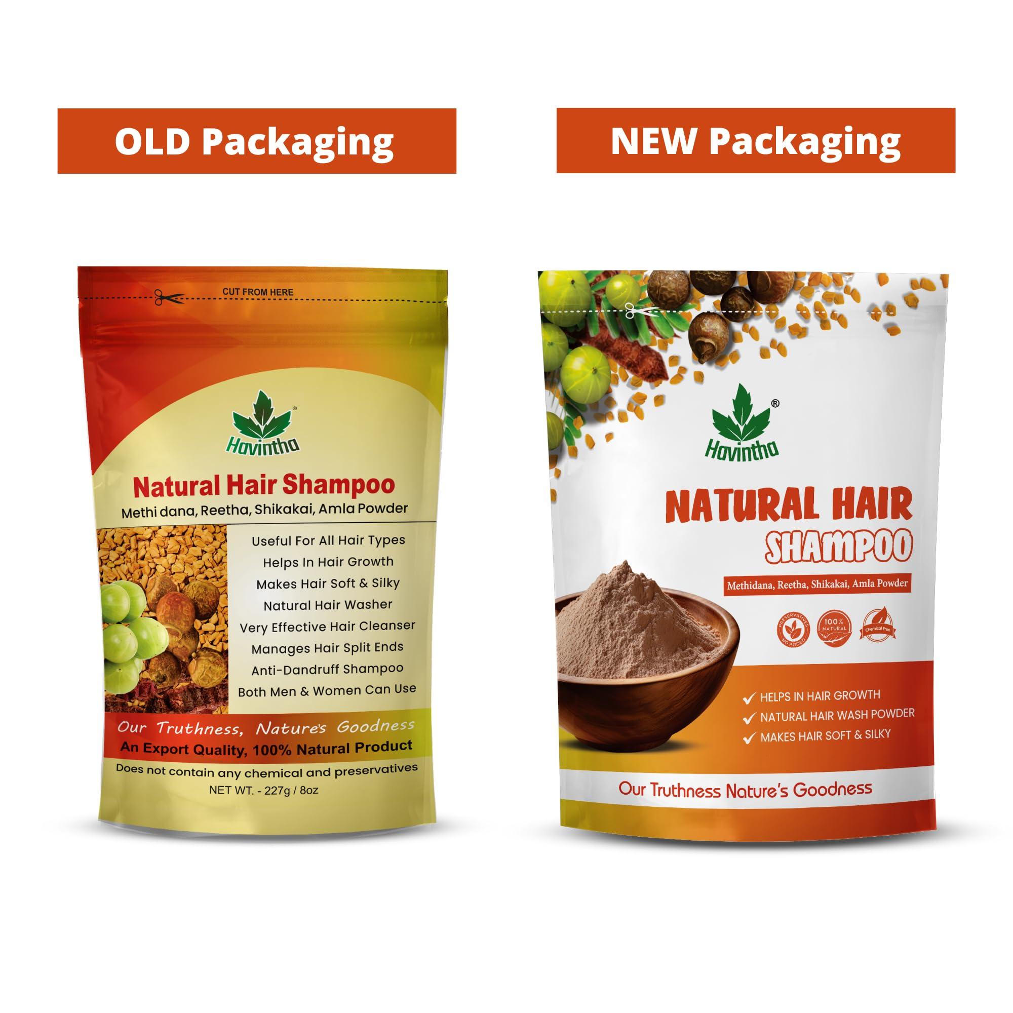 Havintha Havintha Natural Hair Shampoo with Amla, Reetha, Shikakai and Methi dana Powder for hair wash - 8 ounce | 0.5 pound | 227 grams (Pack of 1)