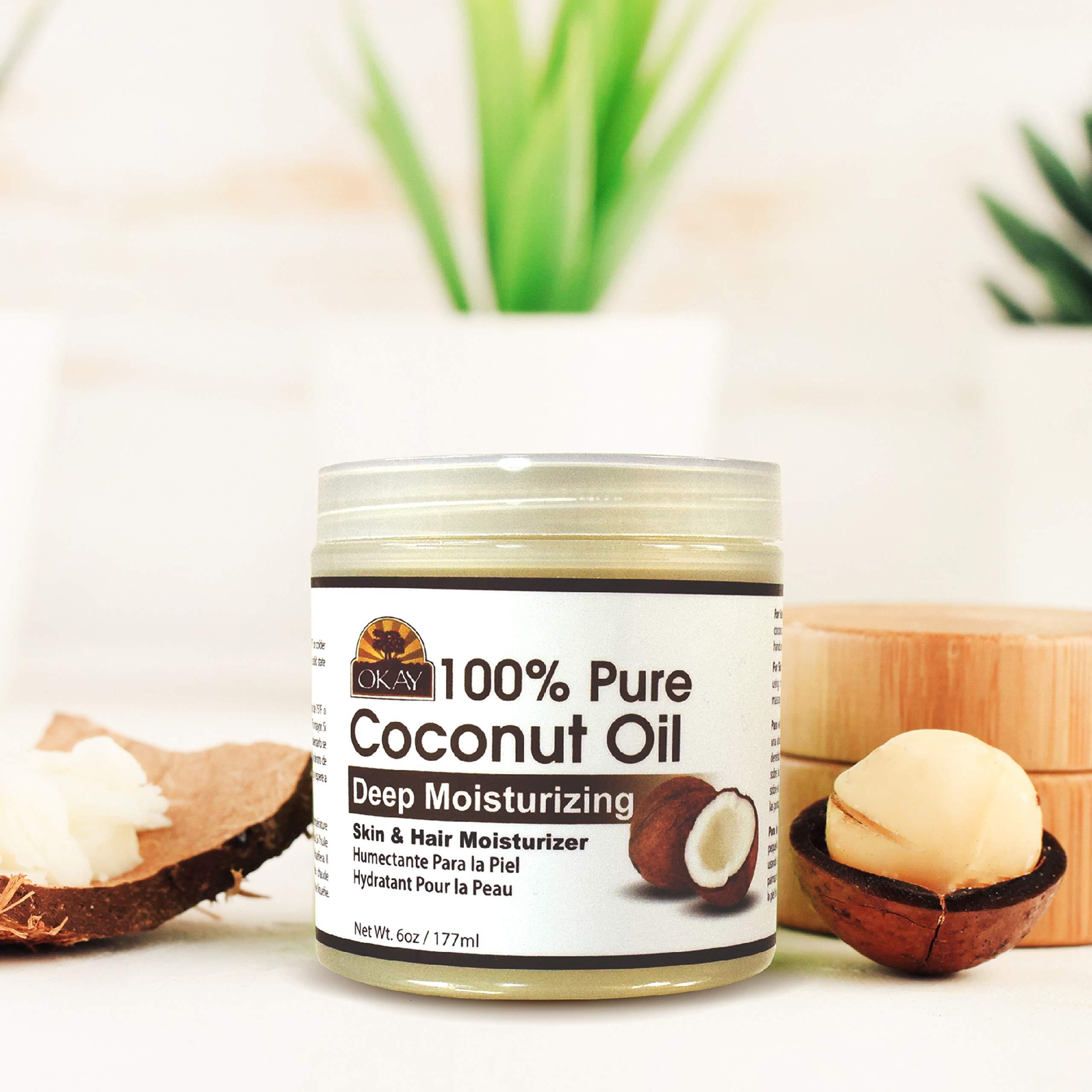 Okay Okay 100% COCONUT OIL for HAIR and SKIN in JAR 6oz / 177ml (Pack of 2)