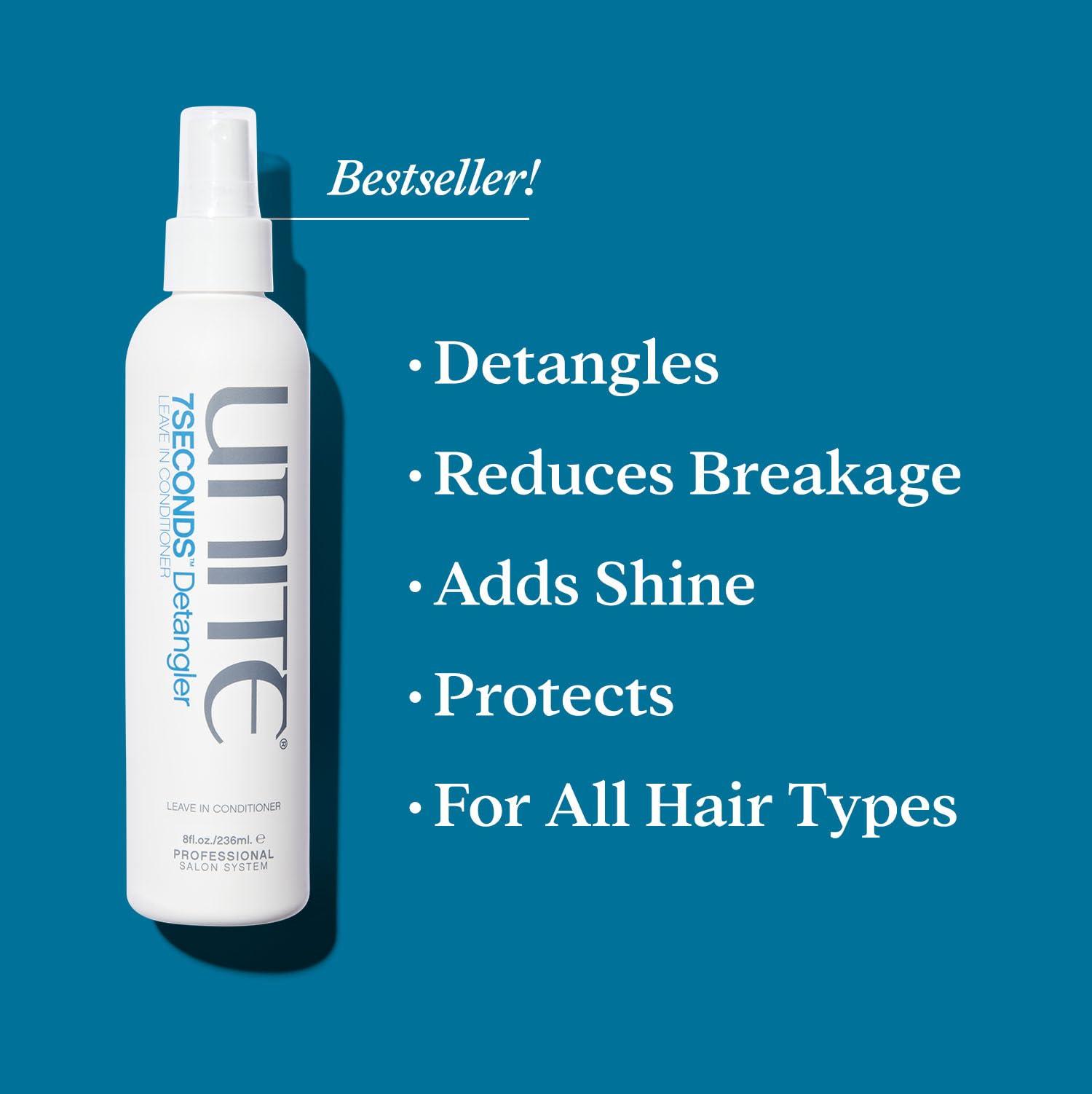 UNITE Hair UNITE Hair 7SECONDS Daily Moisture Essentials - 7SECONDS Detangler Leave-In Conditioner, 8 fl.Oz with 7SECONDS Shampoo, 10 fl.Oz, and 7SECONDS Conditioner, 8 fl.Oz (3 Items)