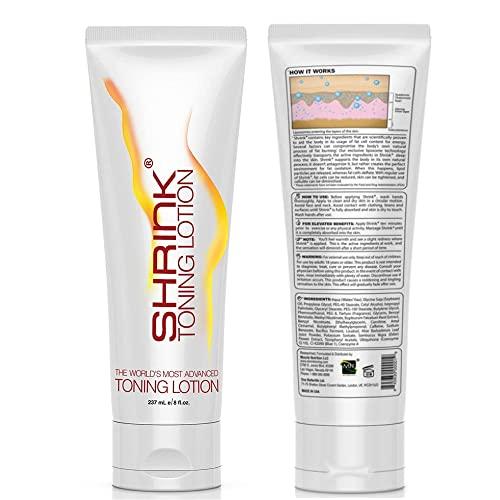 shrink Shrink Toning Lotion - Heat Activated Cellulite Cream and Firming Body Lotion for Women and Men - Body Cream for Stomach, Tummy, and Body - with Caffeine, Vitamin E, Skin Tightening Body Cream (8oz)